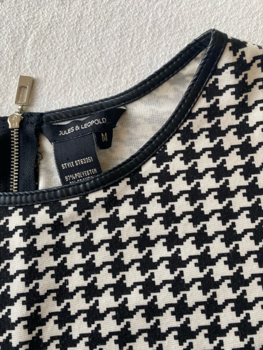 Jules & Leopold Black and White Houndstooth Peplum Top - Picture 8 of 9